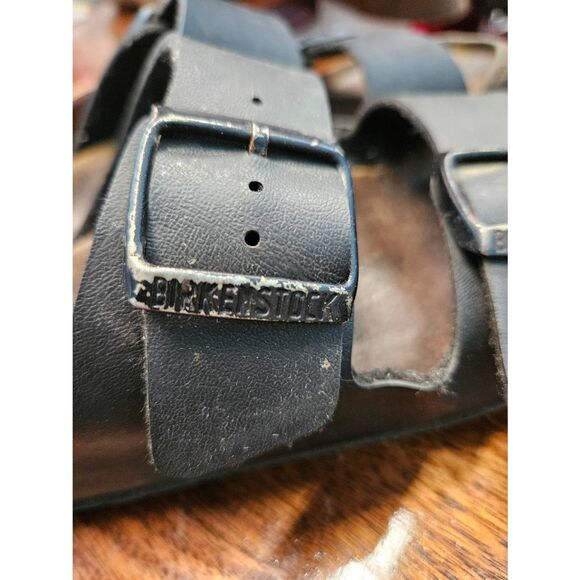 Birkenstock Black Leather Sandals Size 37/7 - Picture 9 of 10